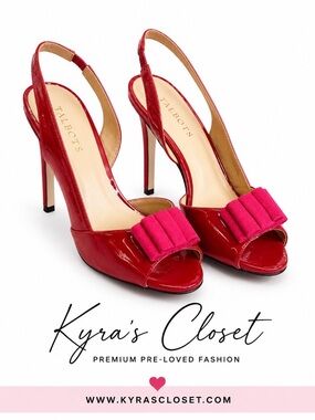 Talbots Red Patent Leather Slingback Heels Size 9.5B